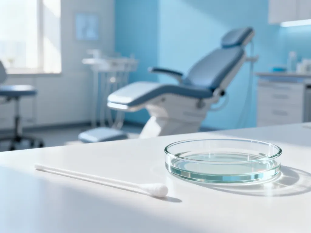 Sterylna wymazówka i szalka Petriego na klinicznym podłożu, symbolizujące proces diagnostyki zakażenia GBS w ciąży.