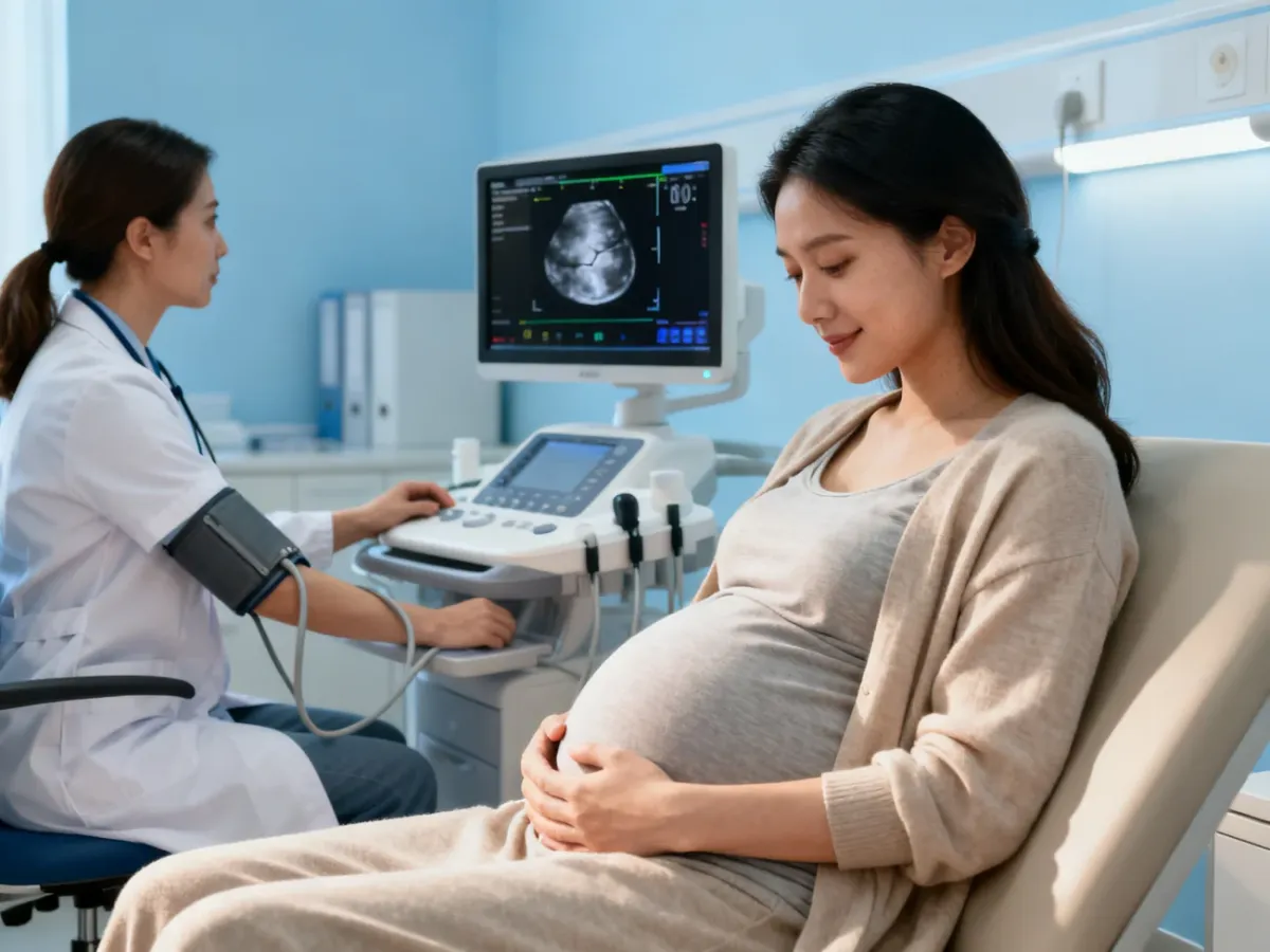Ciężarna pacjentka podczas specjalistycznej kontroli prenatalnej