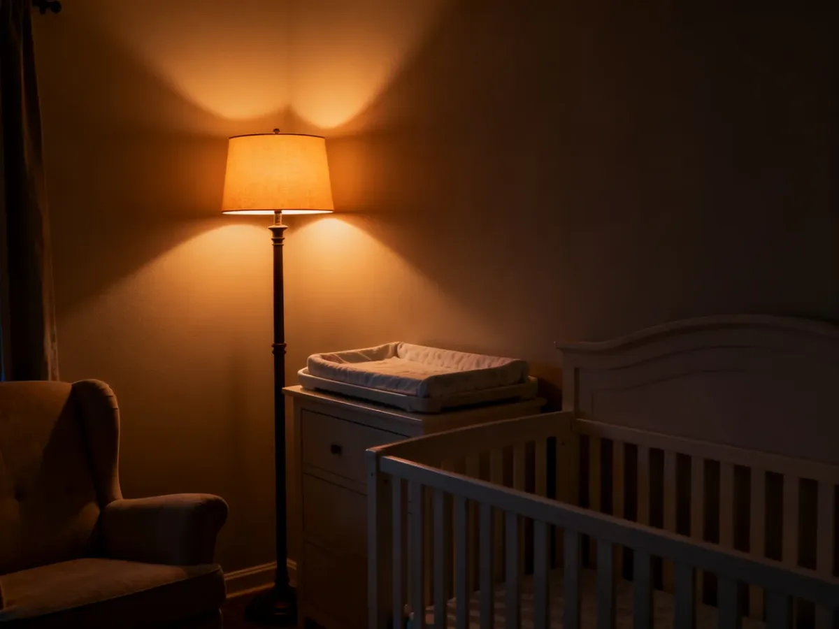 Bezpieczne ustawienie przyciemnionej lampki w pokoju niemowlaka