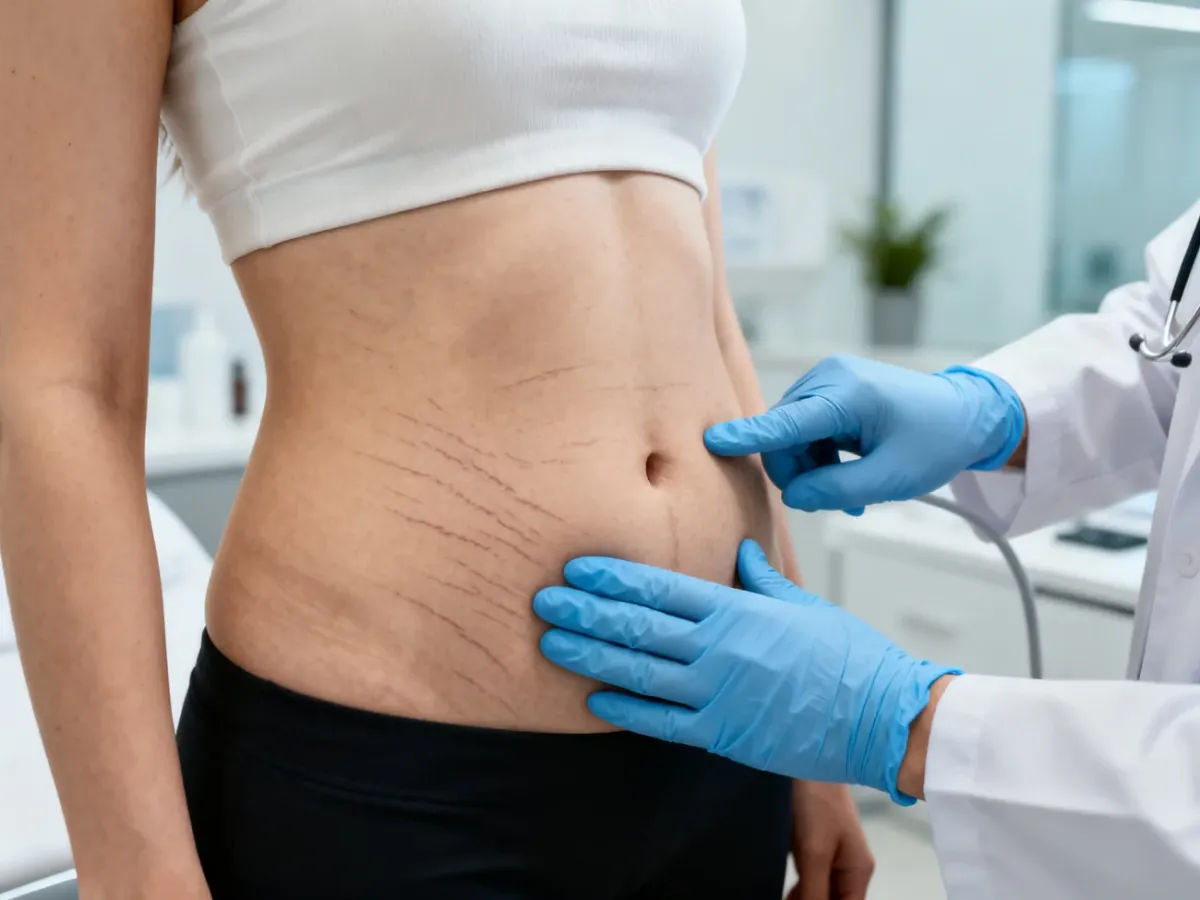 Konsultacja dermatologiczna dotycząca rozstępów na brzuchu