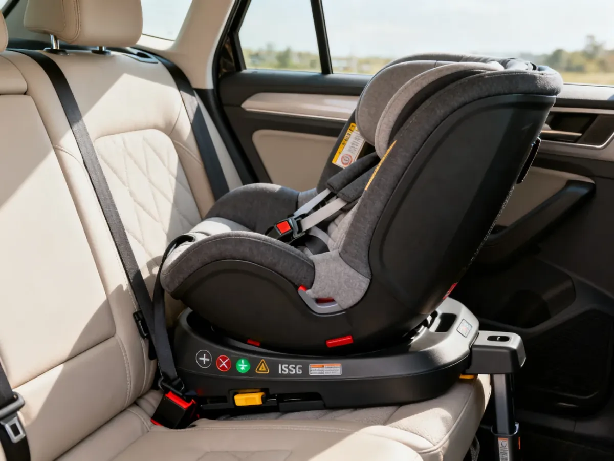 Nosidełko niemowlęce wpinane w bazę ISOFIX na tylnej kanapie samochodu
