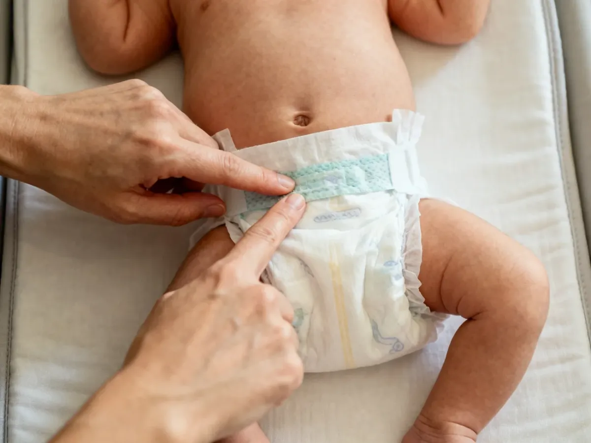 Sprawdzanie dopasowania pieluchy metodą dwóch palców