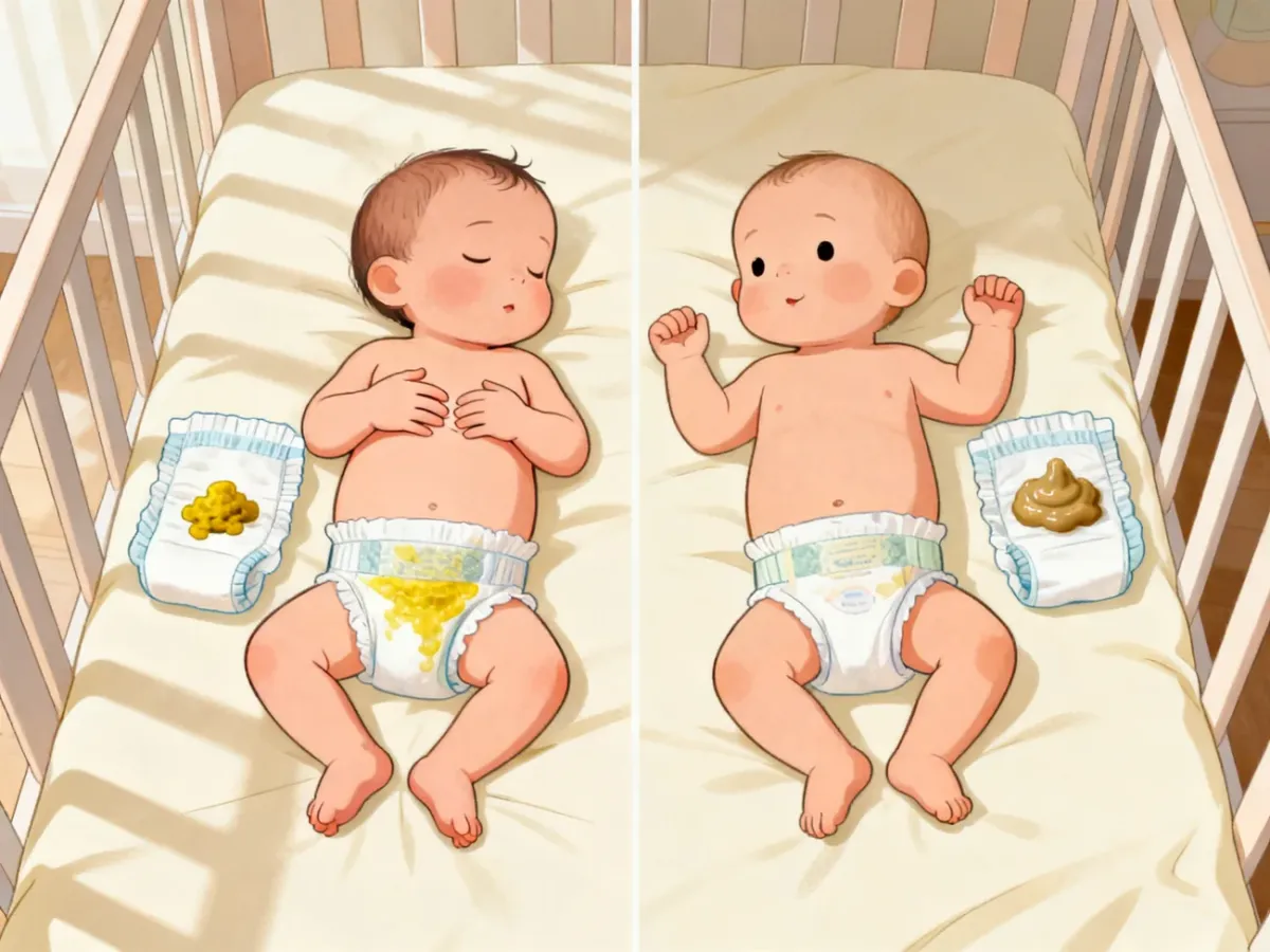 Niemowlęta karmione piersią i mlekiem modyfikowanym z pieluszkami