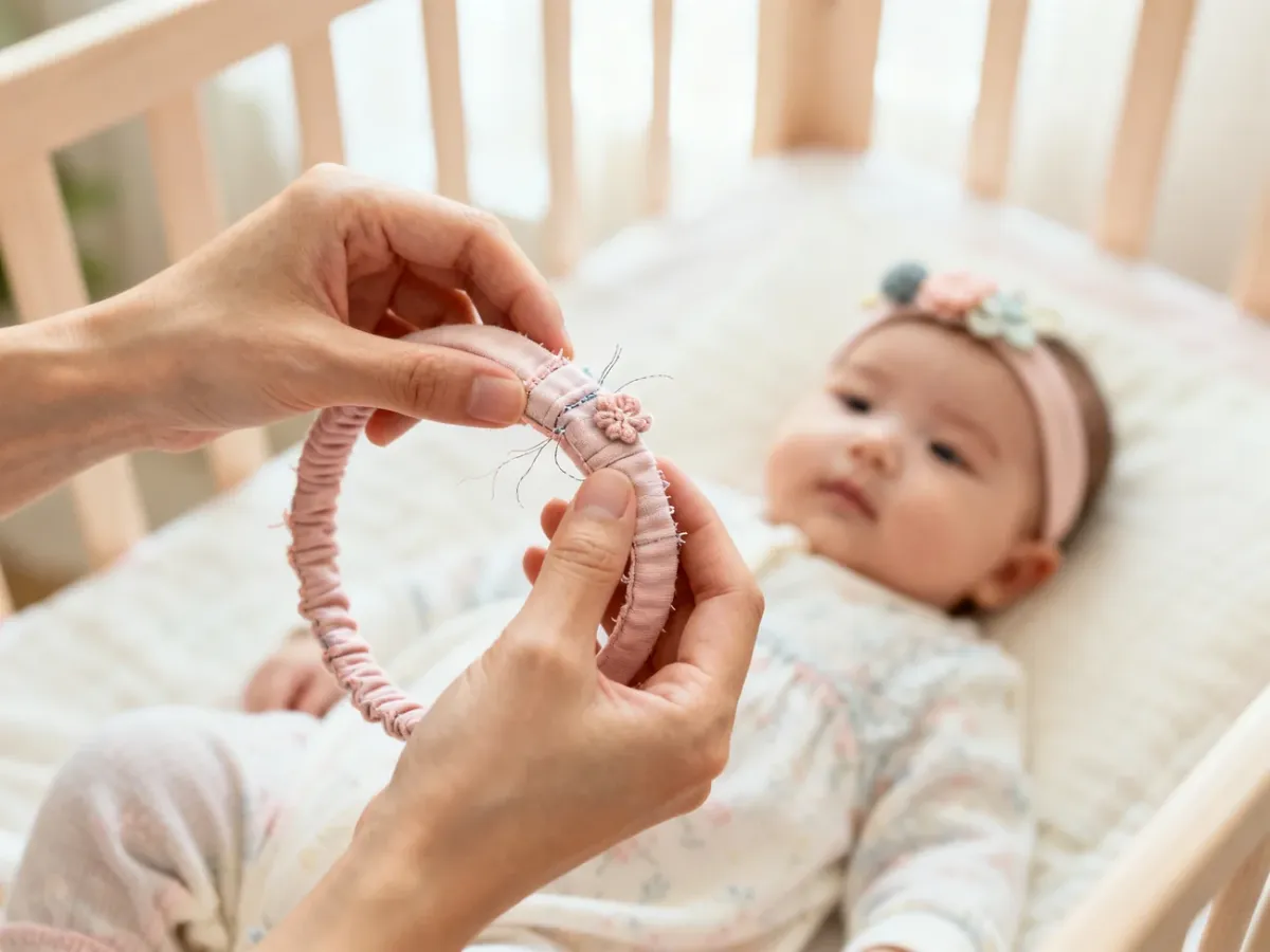 Opiekun sprawdza opaskę niemowlęcą pod kątem bezpieczeństwa