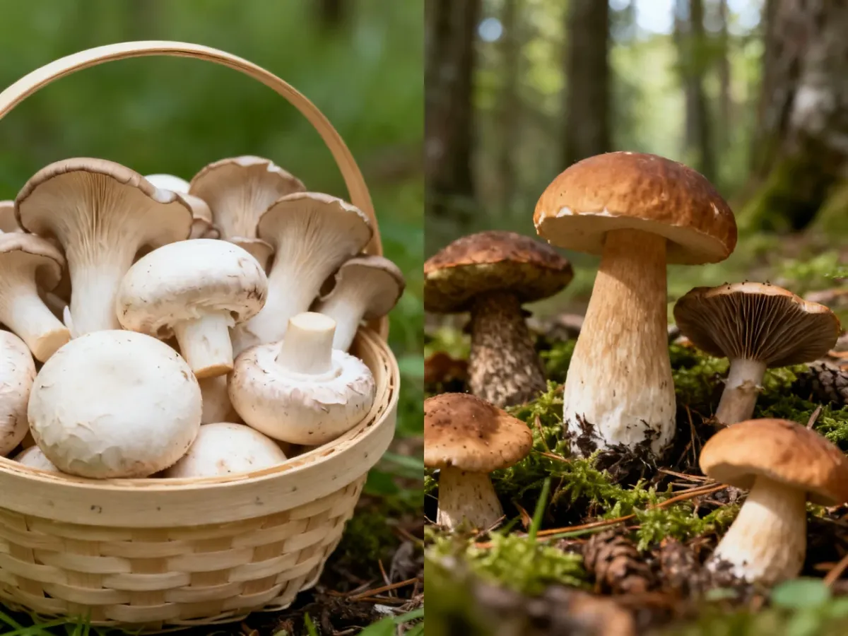 Pieczarki i boczniaki zestawione z grzybami leśnymi